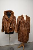 Two vintage fur coats, possibly mink or similar, both around 1930s.