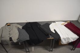A mixed lot of gents vintage and retro clothing including 1940s burgundy wool button fly trousers
