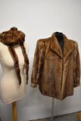 A vintage light brown mink jacket, hat and similar, Hutcheson furs and fashions, Dalton square,