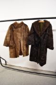 A vintage full length 1940s/50s fur coat, having contrasting Astrakhan collar, B Armstrong Glasgow