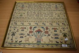 An amazingly intricate framed and glazed Georgian needlework sampler of large proportions, having