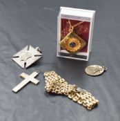 A Victorian silver medallion, of cross form with engraved decoration, marks form Birmingham 1890,