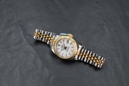 A ladies Rolex Oyster Perpetual Datejust gold and stainless steel wrist watch, model no:69173,