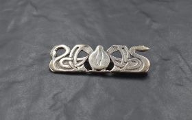 A Shetland silver 'Three Nornes' mythological swan brooch representing past, present & future,