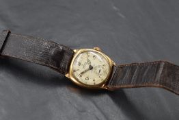 A gent's 9ct gold Rotary Super sports wrist watch having Arabic numeral dial with subsidiary seconds