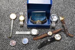 A Roamer 'Brevete' gilt metal wristwatch with baton hour markers and Arabic quarters, all between an