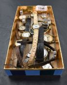 A selection of wrist watches including Casio digital, Timex, Sada, etc