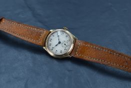 A gent's vintage 9ct gold wrist watch having Arabic numeral dial with subsidiary seconds to