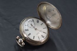 A Victorian silver-cased fusee pocket watch, full hunter, named J.W Hutchinson, Kirkby Stephen,