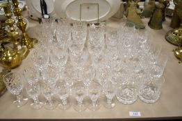 A mixed lot of cut glass and crystal, including tumblers, wine glasses, spirit glasses and