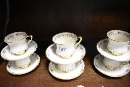 Six Paragon Art Deco 'stylefine' design tea cups and saucers patt no. 695475