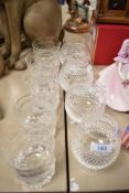 Five Cumbria Crystal whiskey tumblers, possibly 'Grasmere' and Four brandy glasses.