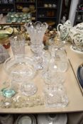 A collection of modern clear cut crystal glass including large fruit bowl, Bohemian cut vase, Sevres