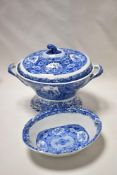 A 19th century warmer/ serving tureen, having footed base, insert and lid with pagoda transfer