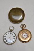 Two vintage pocket watches, one silver tone 'Pioneer' the other gold tone.