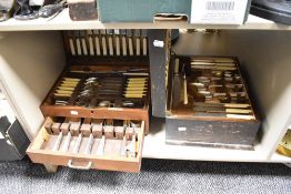 Two vintage canteens of cutlery
