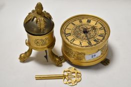 A mid 1970s Sinclair Harding novelty table clock with detachable alarm clock, stamped 266 to