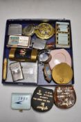 Three cigarette lighters including Ronson, five make up compacts and a pocket watch
