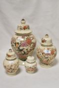 Four decorative graduated Japanese ginger jars.