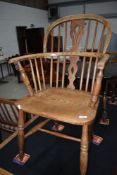 A traditional oak Windsor chair