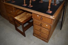 A Victorian oak partners desk of large proportions, approx. 150 x 150cm