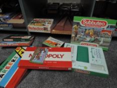 A shelf of vintage games including 60140 Subbuteo Club Edition appears complete, early Totopoly,