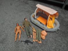 An original 1964 Hasbro Palitoy Action Man along with a similar Zodiac Toys Action Man in parts, a
