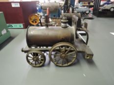 An early Steam Engine, in the style of Steven's Models having copper engine and brass wheels