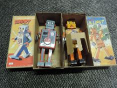Two Chinese tin plate and clockwork Robots, MS 393 Robot Lilliput and Mechanical Robot, both boxed