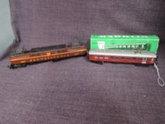A Marklin HO scale Restaurant Car SBB CFF part boxed along with a made in Slovenia HO scale