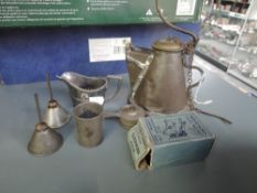 A small collection of Railwayana including a converted Oil Lamp, Cream Jug, small Tankard etc
