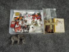 A small collection of mixed vintage Lead and Plastic Figures including Britains Farm Series Windmill