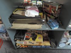 Two shelves of vintage Scalextric including Set 31, Set 50 and 4 in 1 along with Auto Start, all