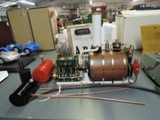 A Cheddar Models LTD Puffin MKII Steam Plant with Horizontal Boiler, Twin Cylinder Engine, ABC