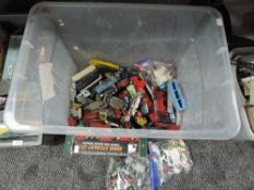 A large collection of playworn diecasts including early Dinky and Corgi Racing Cars, Car