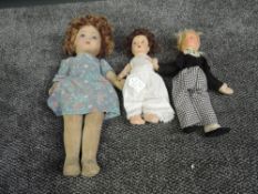 A Chad Valley Bambina Felt Doll having blue glass eyes and labels to feat height 48cm along with a