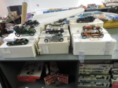 Ten Franklin Mint scale model vintage Cars, 1938 Alvis, 1905 Rolls Royce, 1925 Silver Ghost, 1930