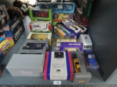 A collection of modern diecasts including Corgi, Britains Mounted Figures, Maisto etc, al boxed