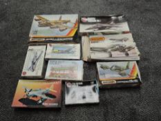 Eight mixed Plastic Kits 1:72 scale, Matchbox Avro Lancaster BMk.I/III, Messerschmitt ME410 and