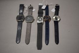Five mens watches, mixed straps
