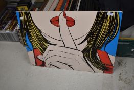 A pop art picture on board.