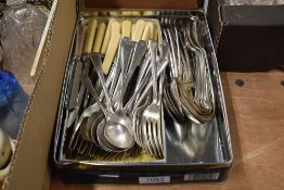A selection of flatware including bone handled knives etc.