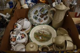 Two part tea services including Royal Vale autumnal apple and berries design (21 pieces approx)