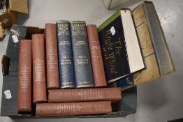 A small box of books including titles such as Readers Digest 'The Right Word at the Right Time, A