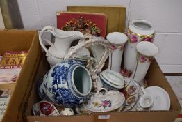 A set of three Rosenthals 'Cacilie' vases with a gold and pink rose design, a selection of small and
