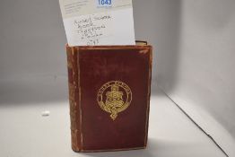 A Victorian volume of the Works Of Alfred Lord Tennyson 1895, leather bound edition for Rugby