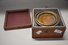 A ships Gimbal compass stamped E.S. Ritchie 53628 Boston AF