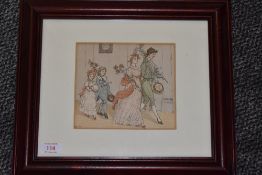 Randolph Caldecott, (1846-1886), after, a print, nursery rhyme, 16 x 18cm, modern mounted framed and