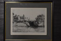 Bernard Eyre Walker, (1886-1972), after, an etching, Ferry Loch, signed, 19 x 26cm, mounted black