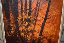 (20th century), an oil painting, stylised orange wood, indistinctly signed, 90 x 80cm, framed, 97